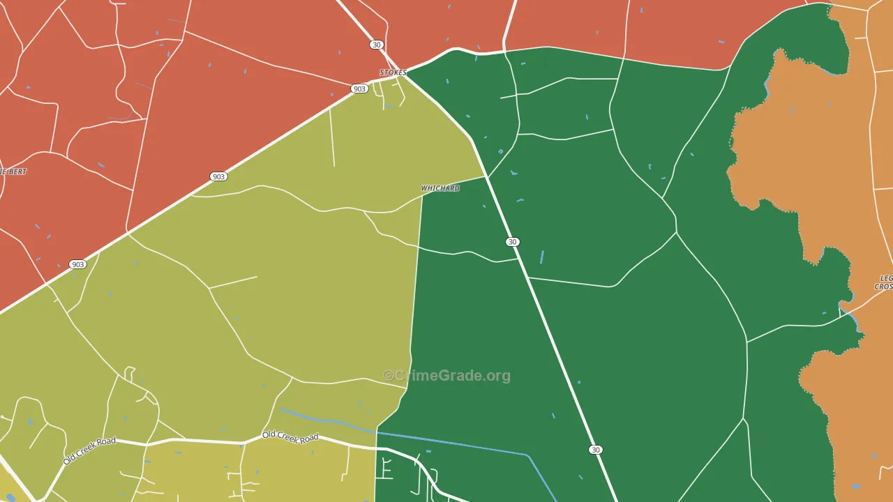 Whichard, NC Map of Robbery Rates