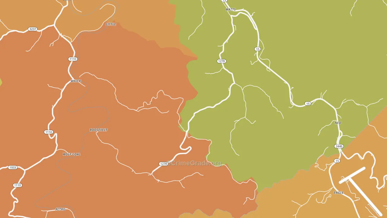 Whick, KY Map of Robbery Rates