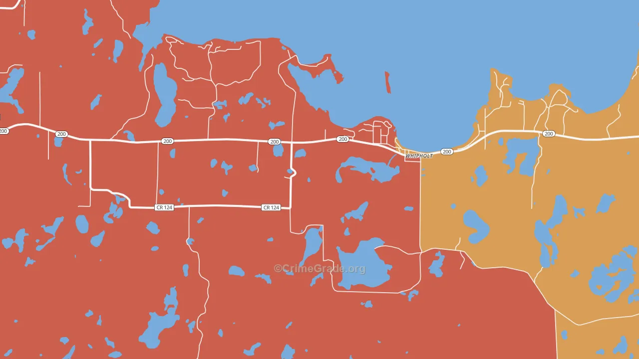 Whipholt, MN Map of Robbery Rates