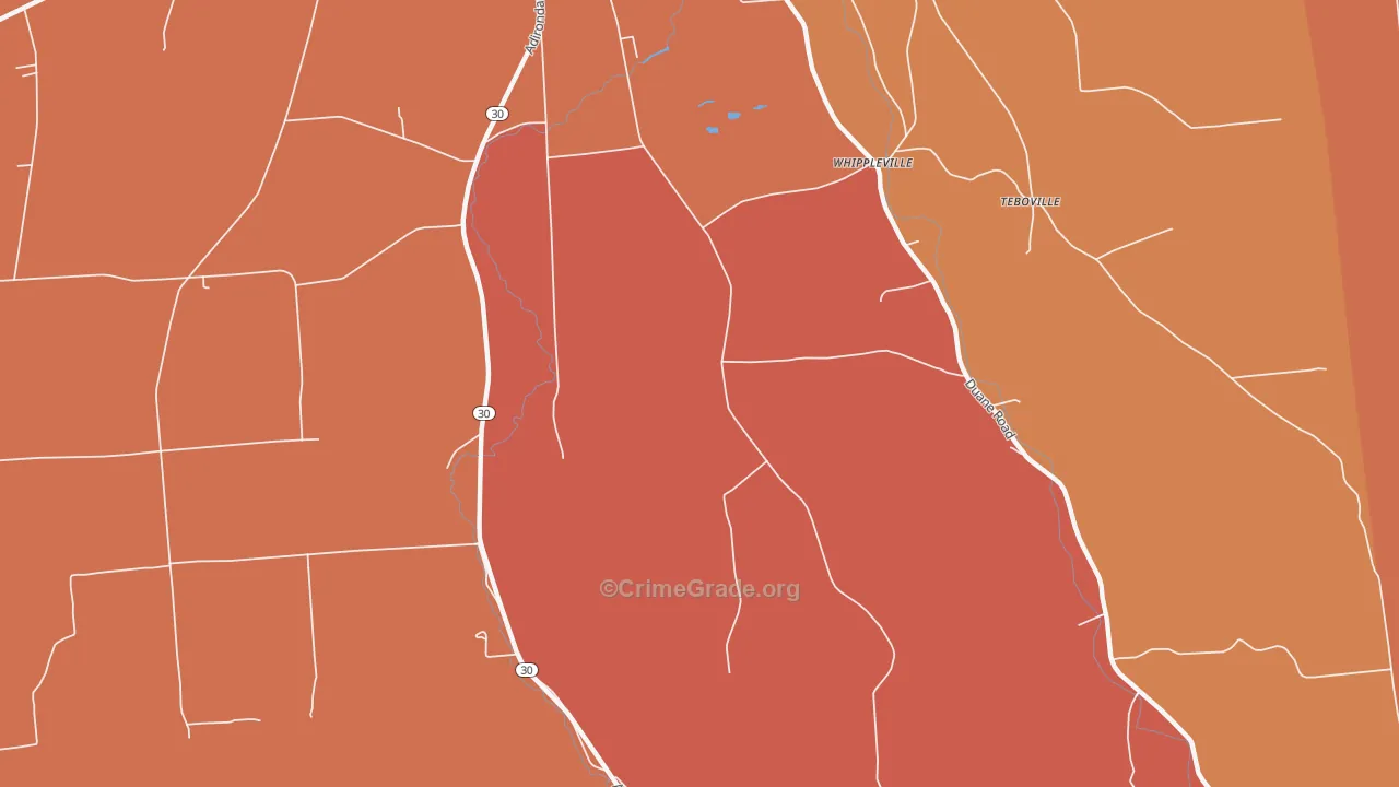 Whippleville, NY Map of Robbery Rates