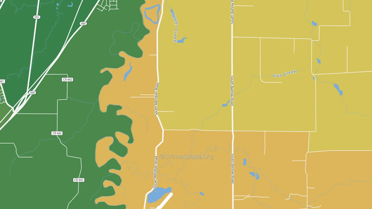 Whiskey Hill, OR Map of Robbery Rates