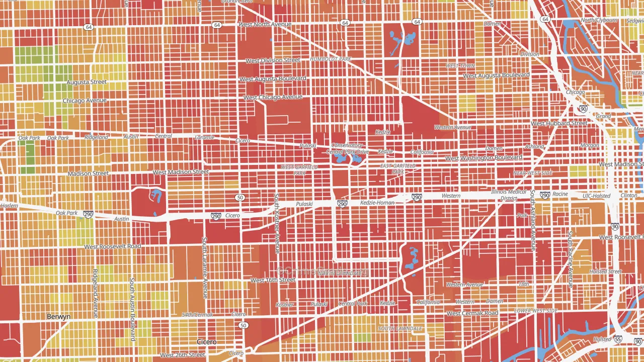 Whiskey Point, Chicago, IL Map of Robbery Rates