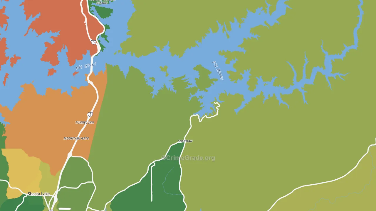 Whiskeytown, CA Map of Robbery Rates