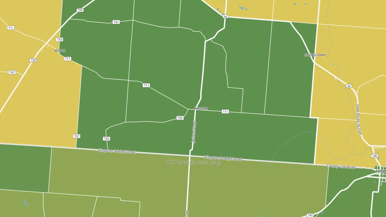 Whisler, OH Map of Robbery Rates