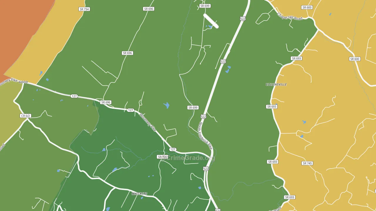 Whitacre, VA Map of Robbery Rates