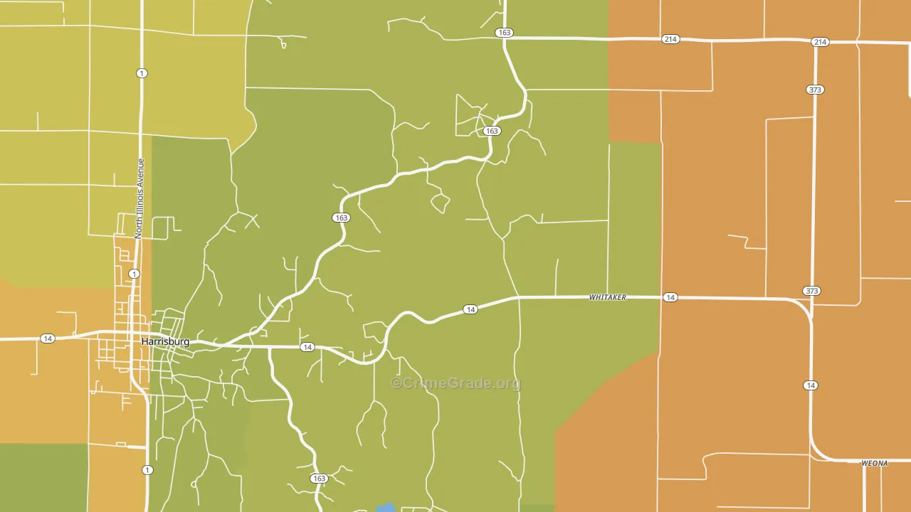 Whitaker, AR Map of Robbery Rates