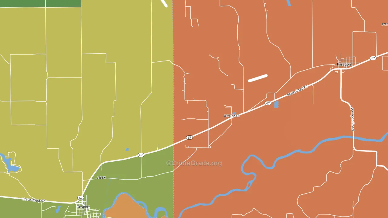 Whitaker, IN Map of Robbery Rates