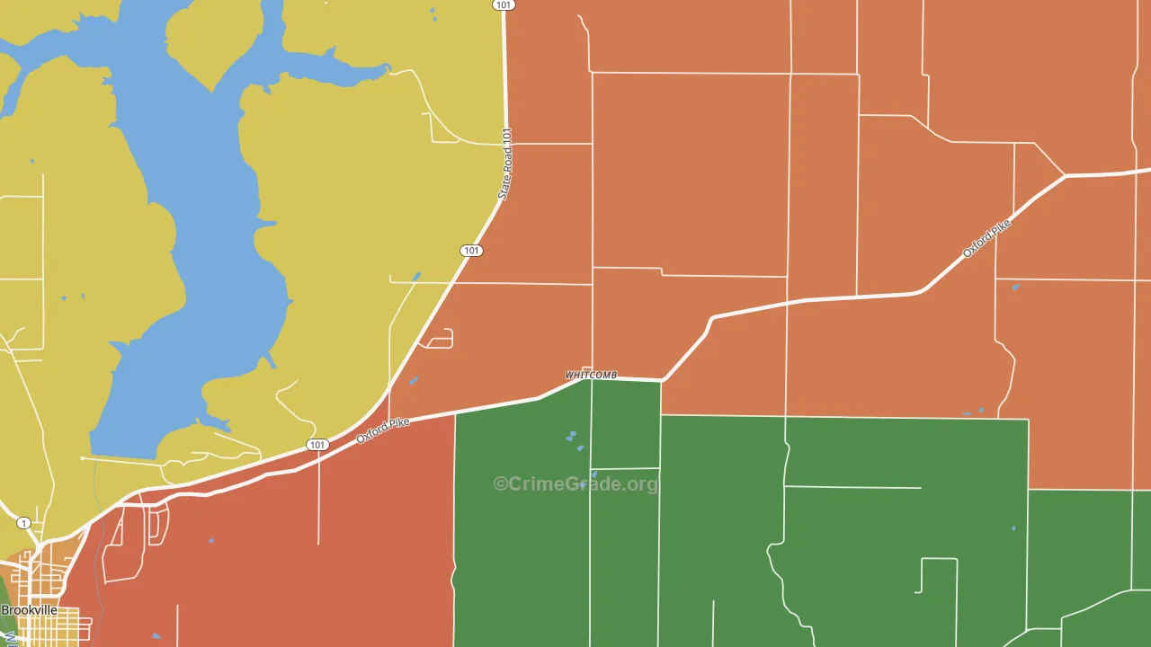 Whitcomb, IN Map of Robbery Rates