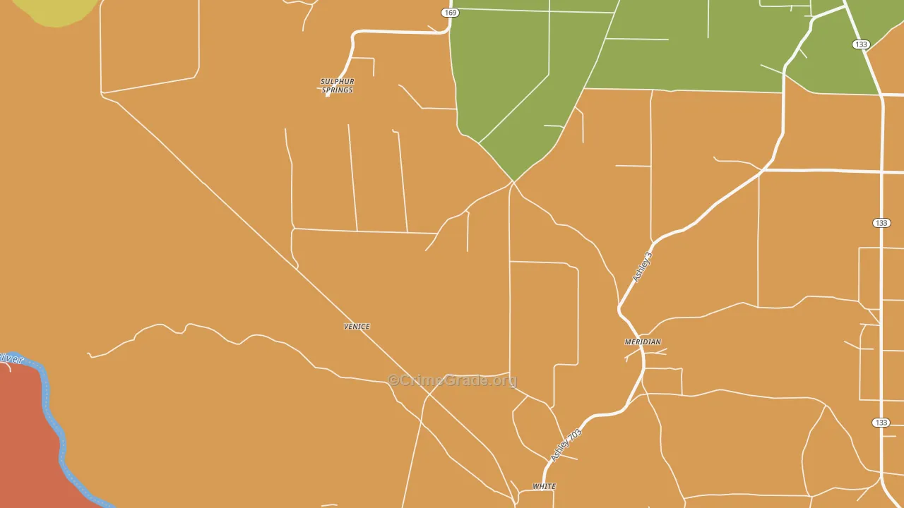 White, AR Map of Robbery Rates