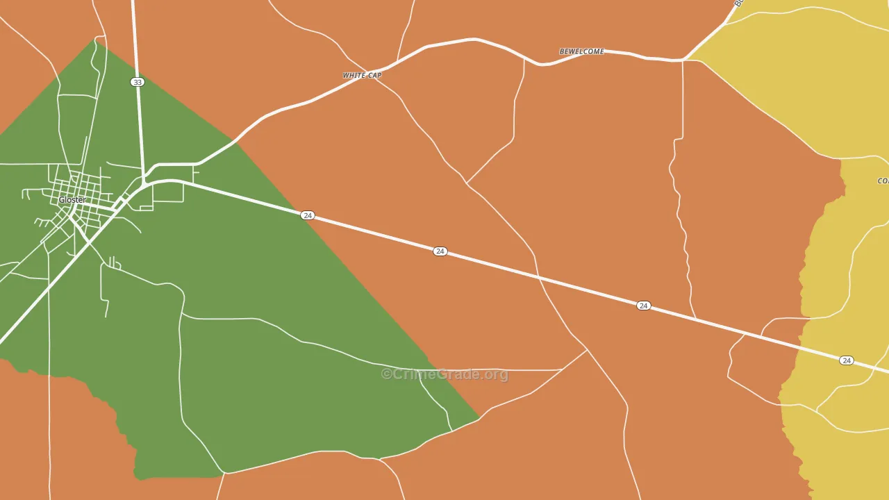 White Cap, MS Map of Robbery Rates
