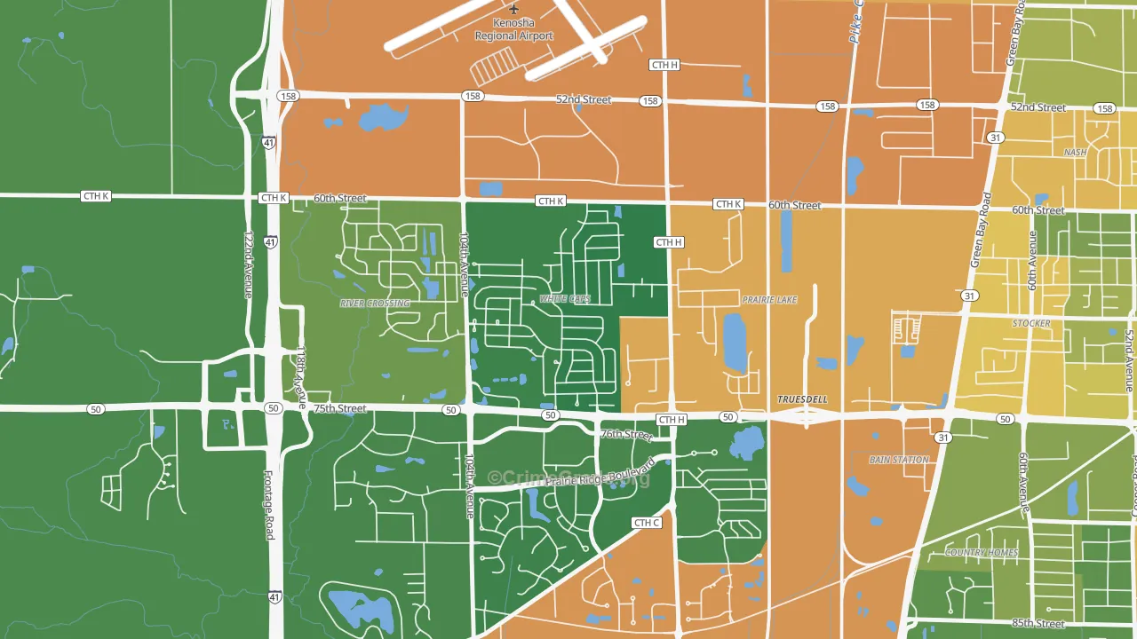 White Caps, Kenosha, WI Map of Robbery Rates