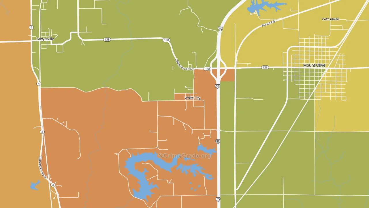 White City, IL Map of Robbery Rates