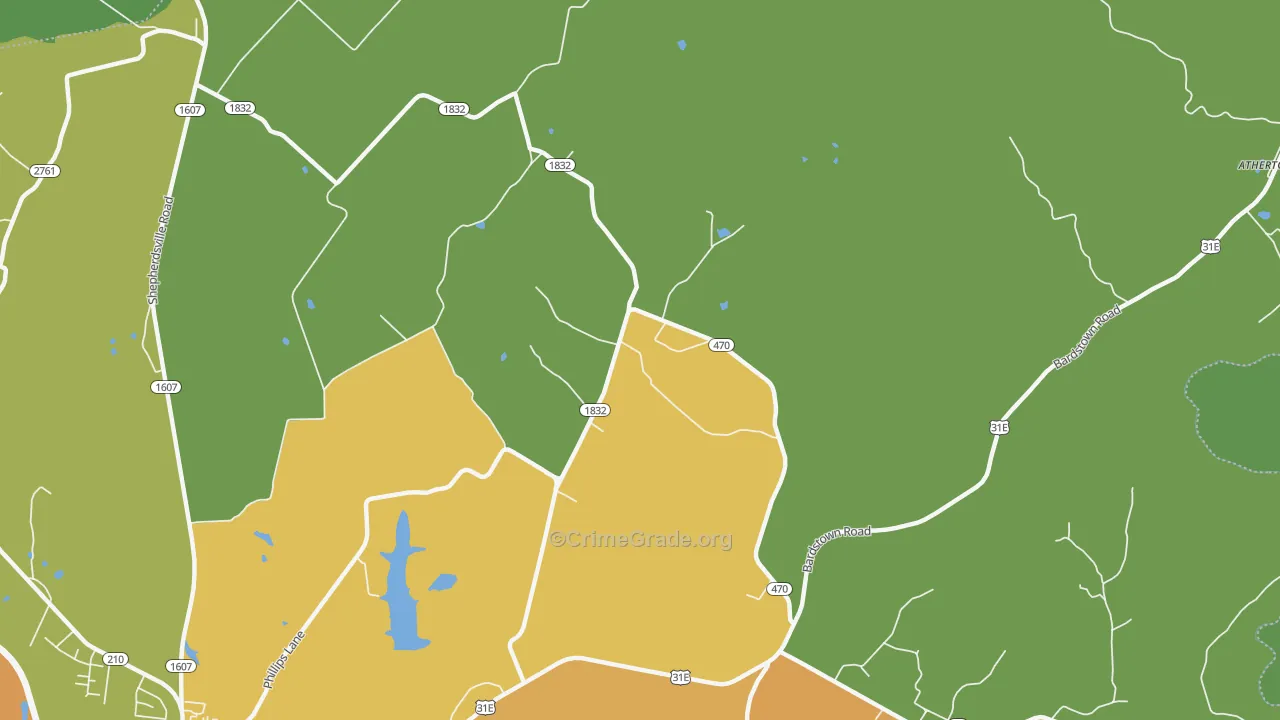 White City, KY Map of Robbery Rates