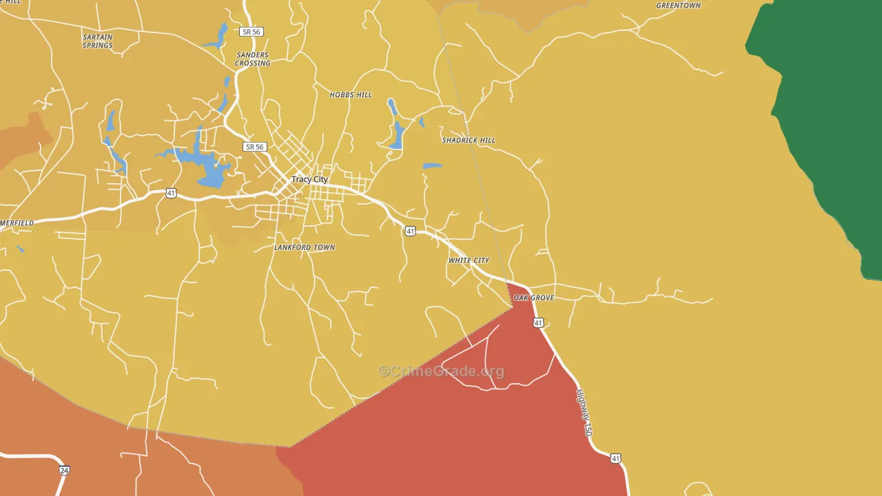 White City, TN Map of Robbery Rates