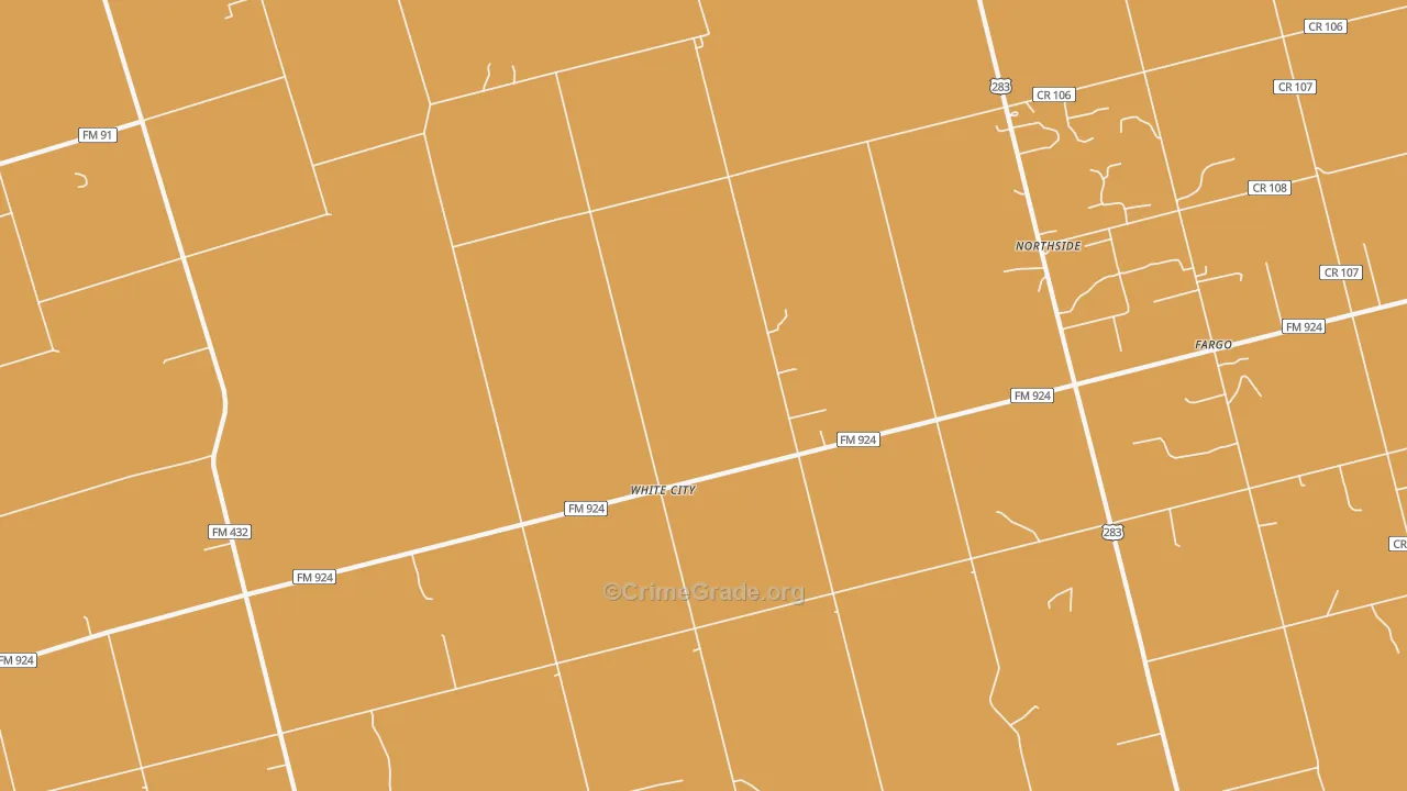 White City, TX Map of Robbery Rates