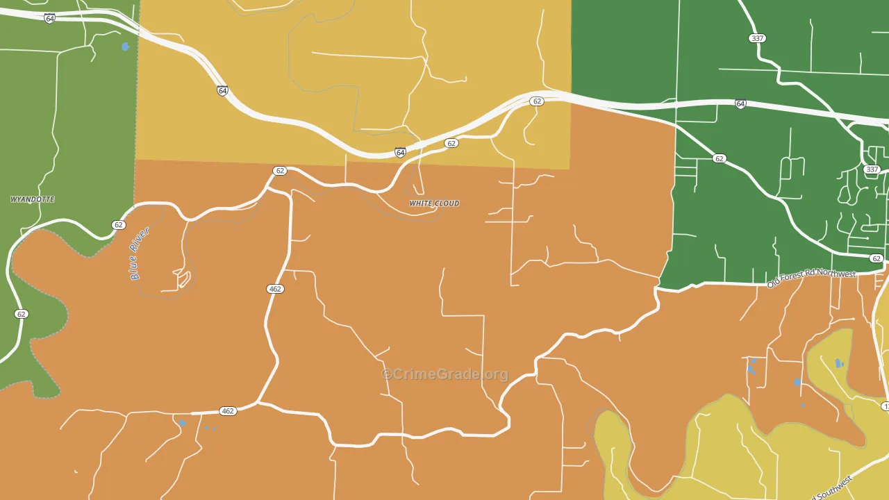 White Cloud, IN Map of Robbery Rates