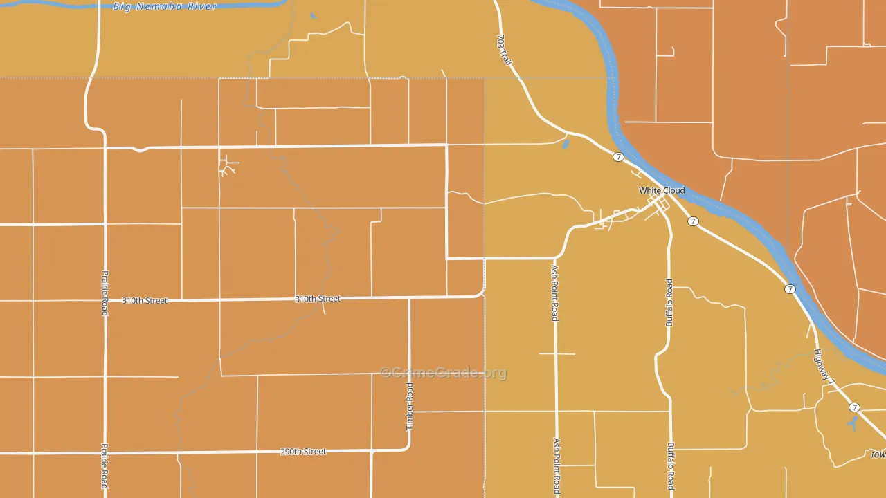 White Cloud, KS Map of Robbery Rates