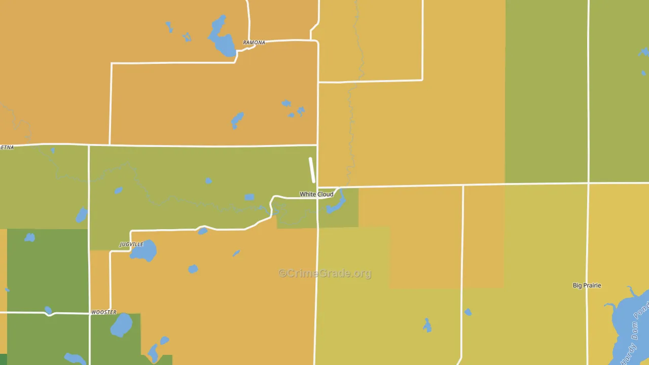 White Cloud, MI Map of Robbery Rates