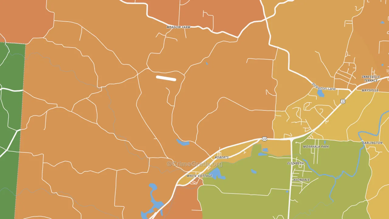 White Cottage, OH Map of Robbery Rates