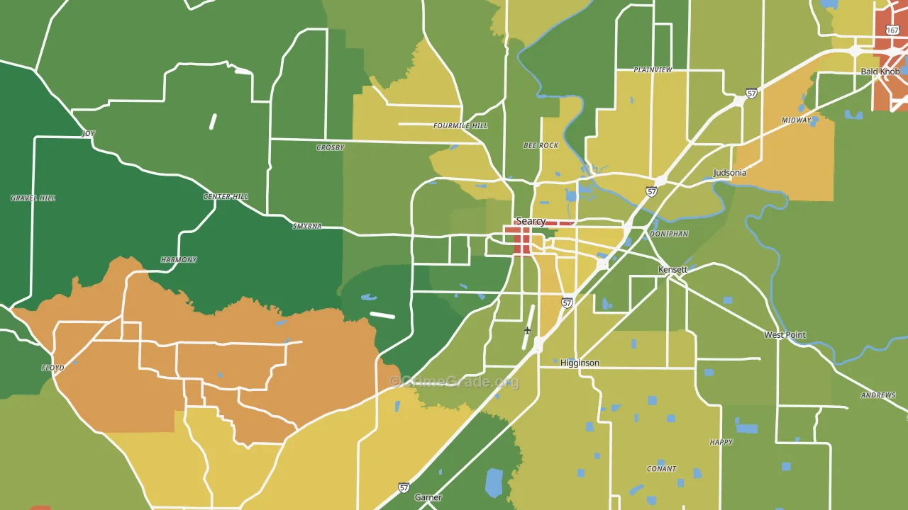 White County, AR Map of Robbery Rates