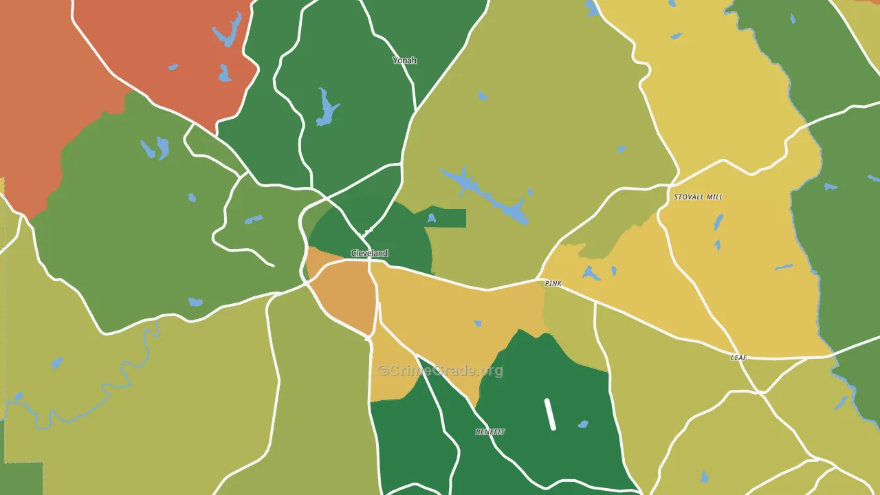 White County, GA Map of Robbery Rates
