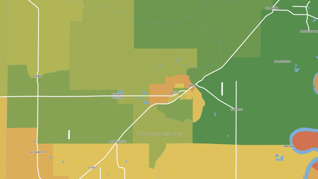 White County, IL Map of Robbery Rates