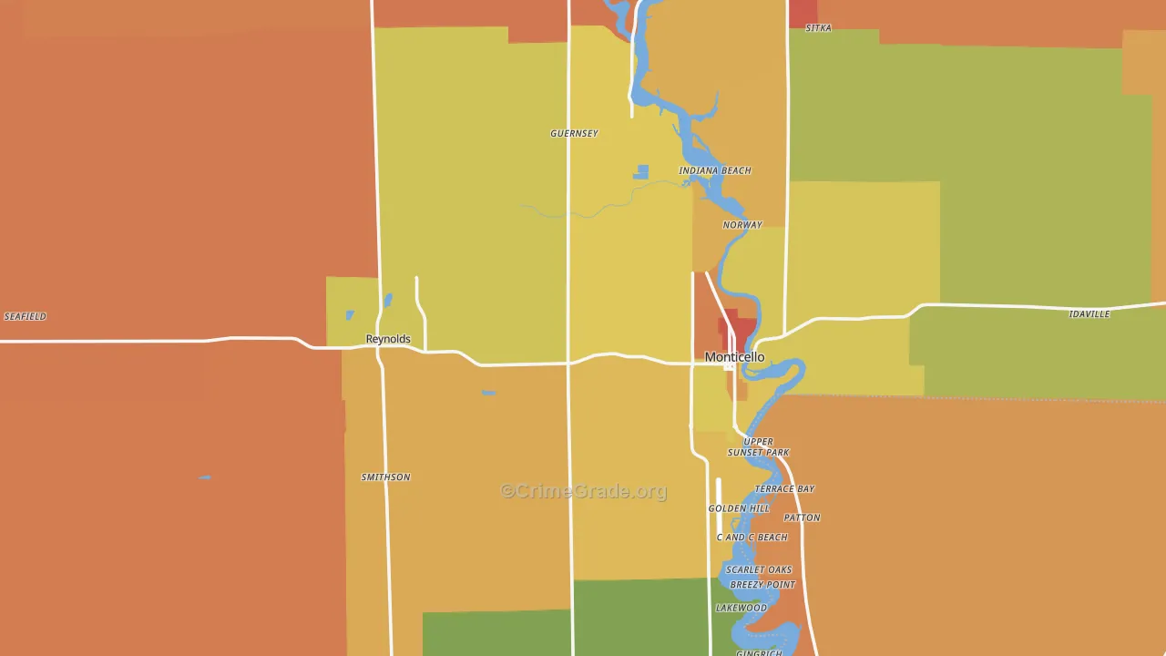 White County, IN Map of Robbery Rates