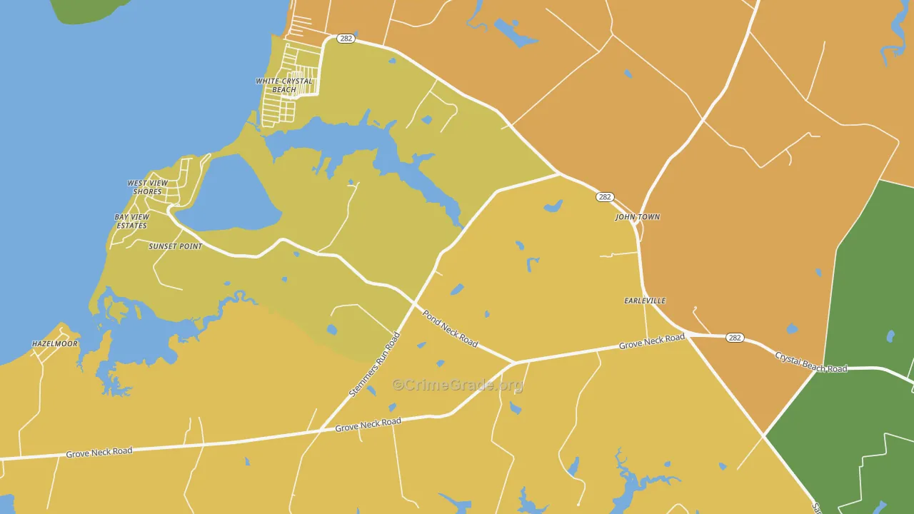 White Crystal Beach, MD Map of Robbery Rates