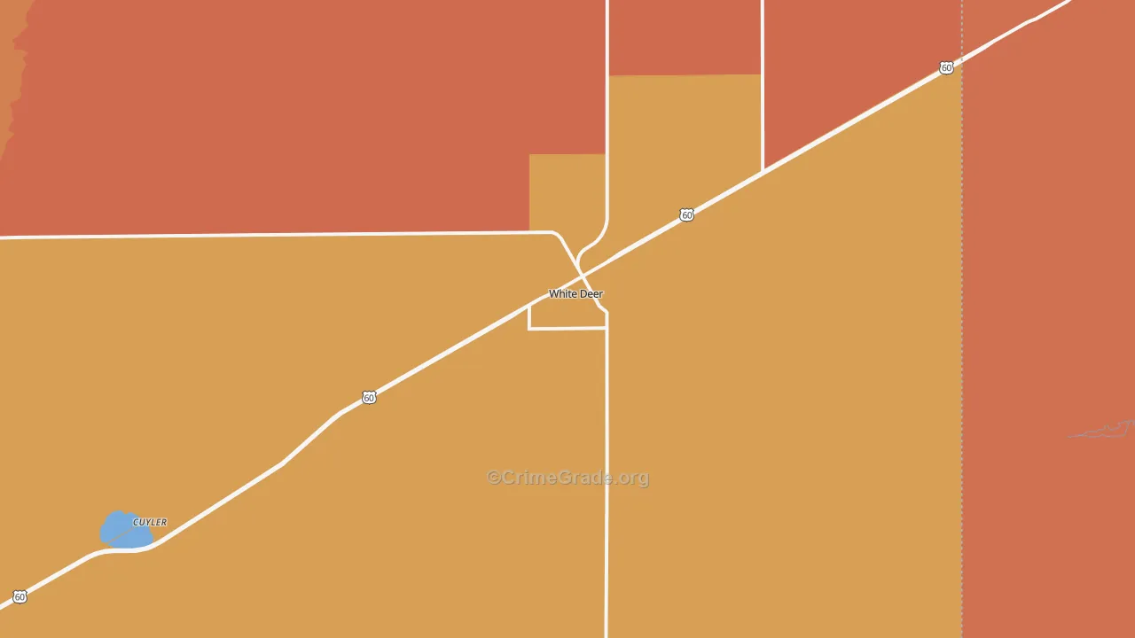 White Deer, TX Map of Robbery Rates