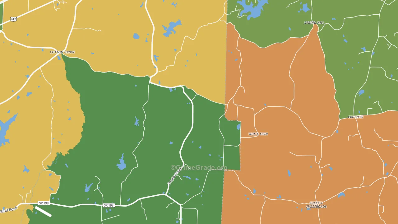 White Fern, TN Map of Robbery Rates