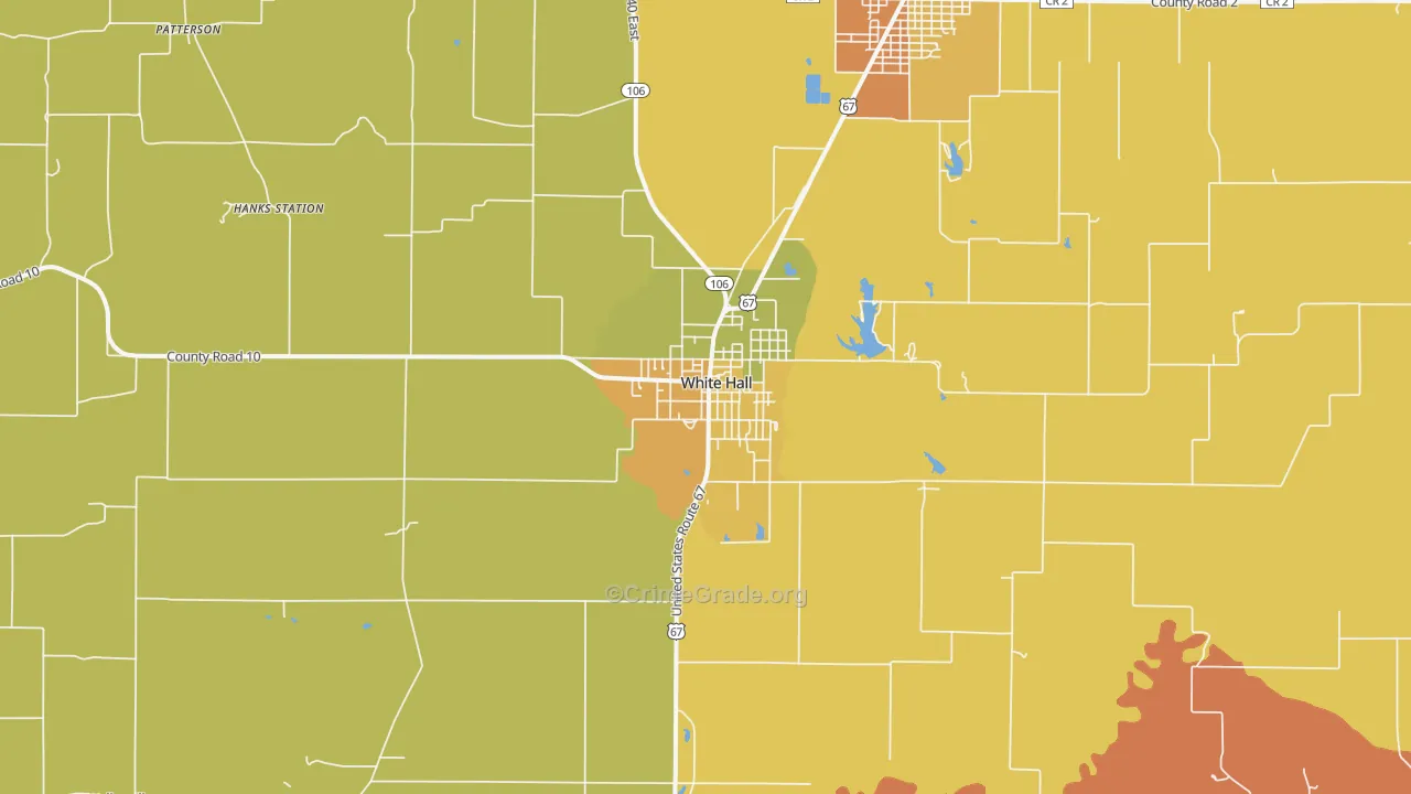 White Hall, IL Map of Robbery Rates