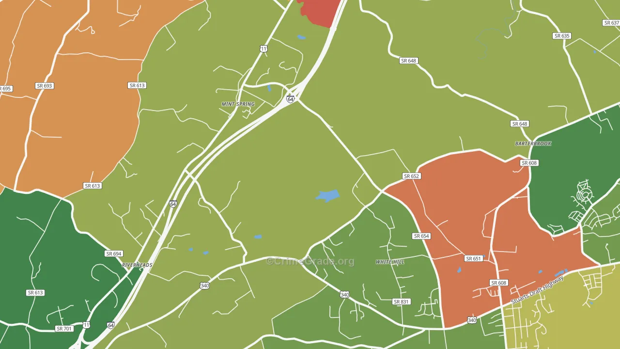 White Hill, VA Map of Robbery Rates