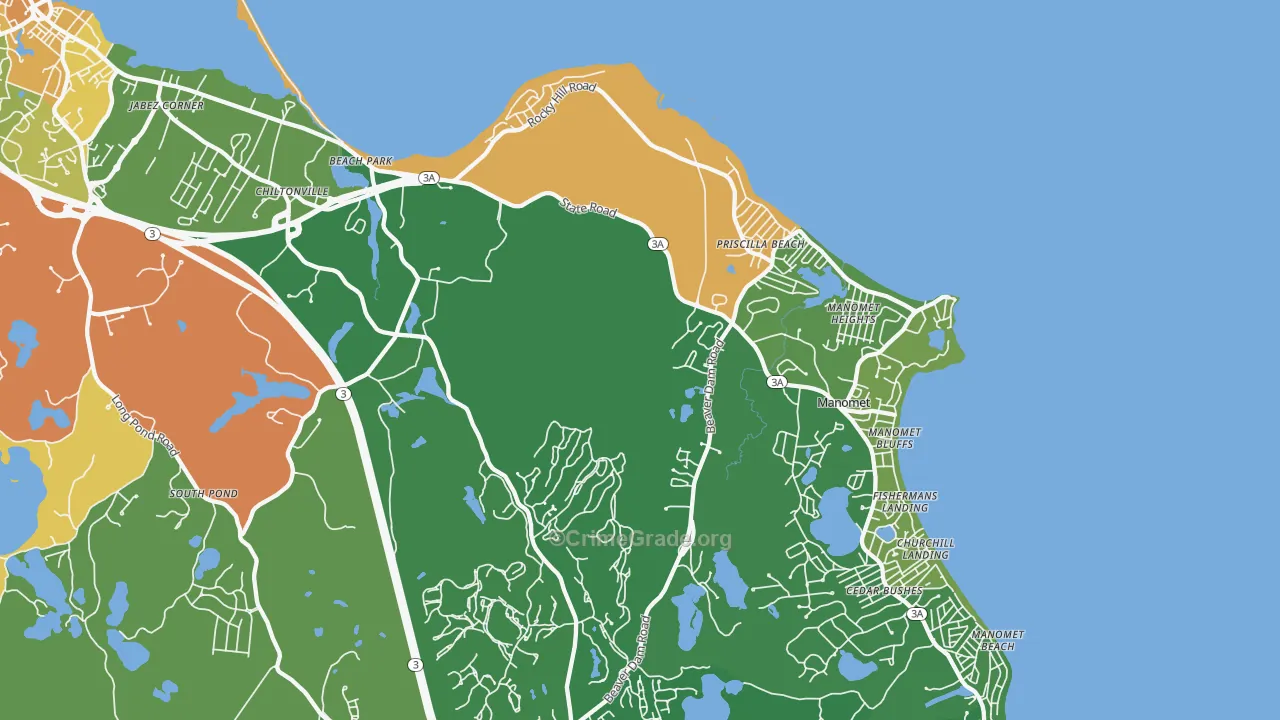 White Horse Beach, MA Map of Robbery Rates