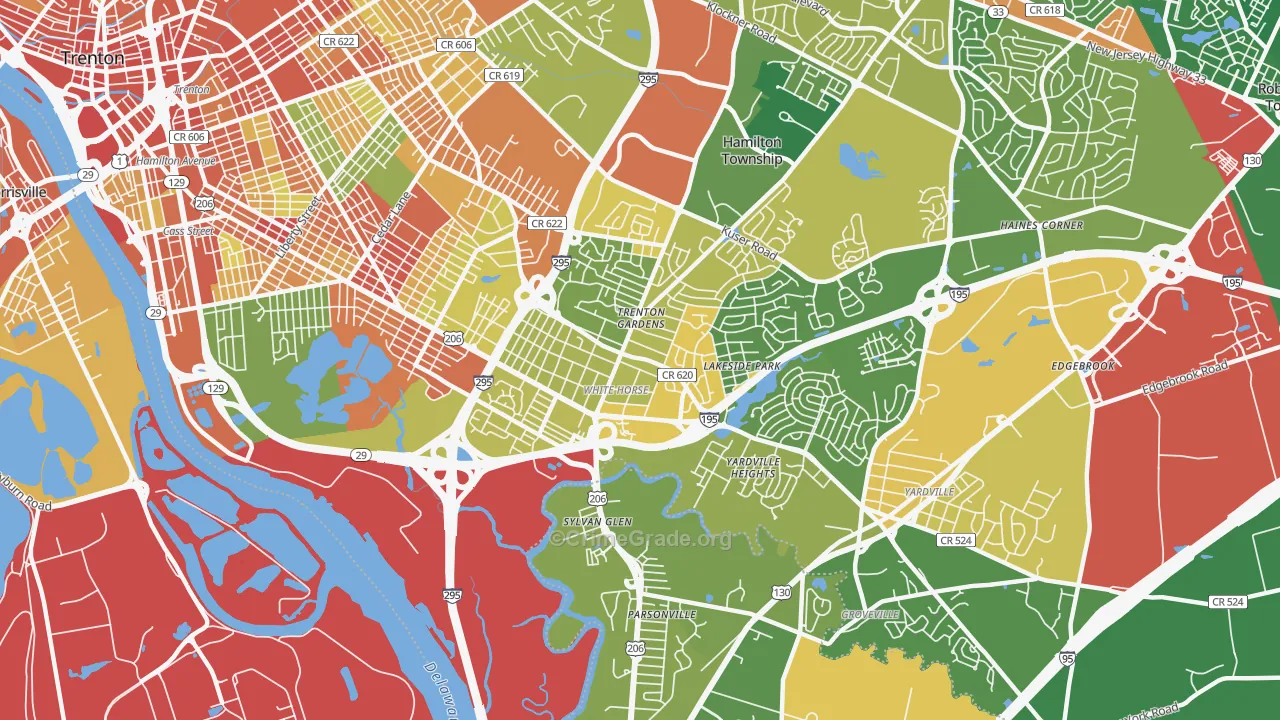 White Horse, NJ Map of Robbery Rates