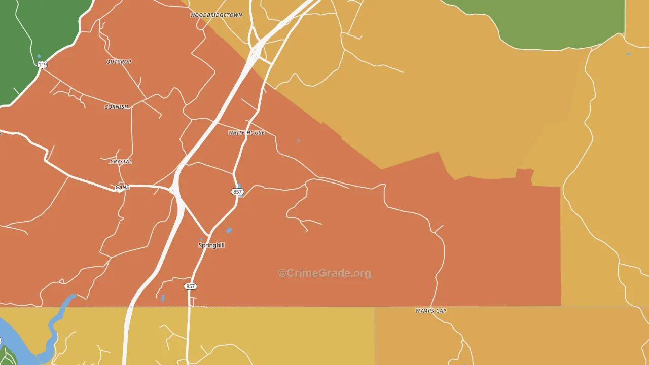 White House, PA Map of Robbery Rates