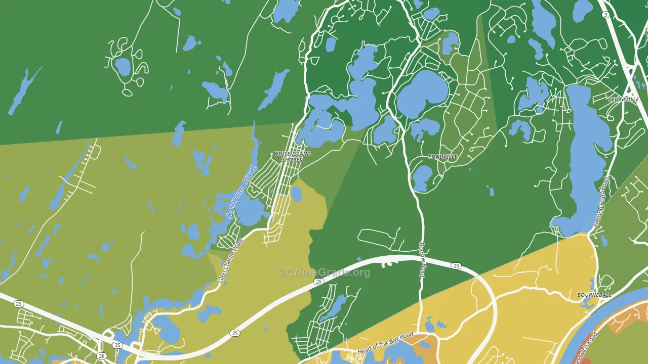 White Island Shores, MA Map of Robbery Rates