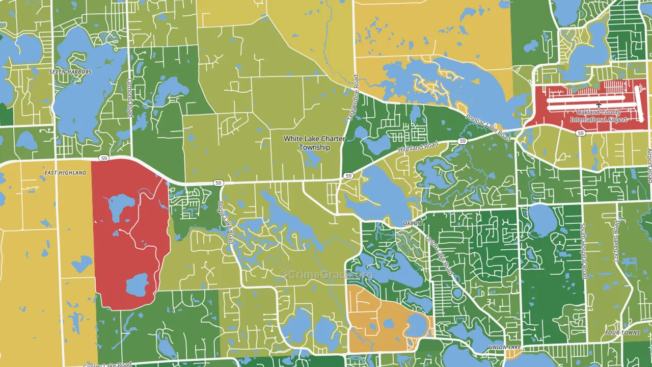 White Lake, MI Map of Robbery Rates