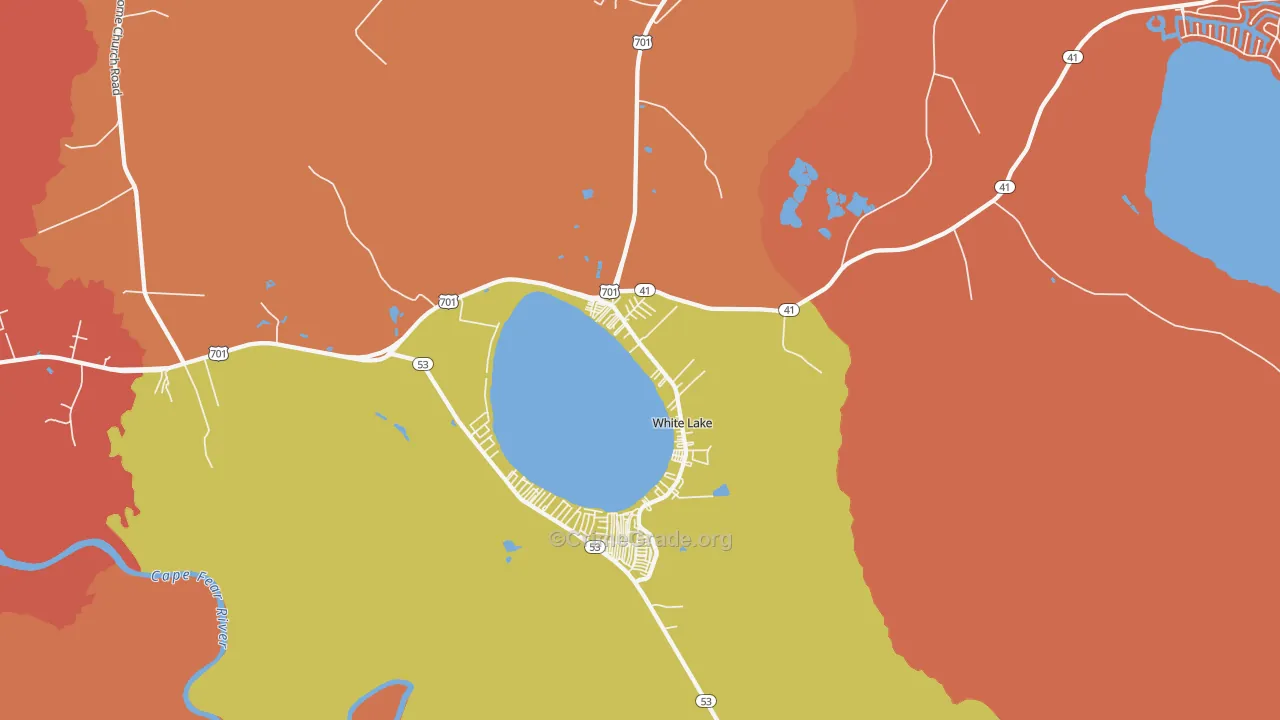 White Lake, NC Map of Robbery Rates