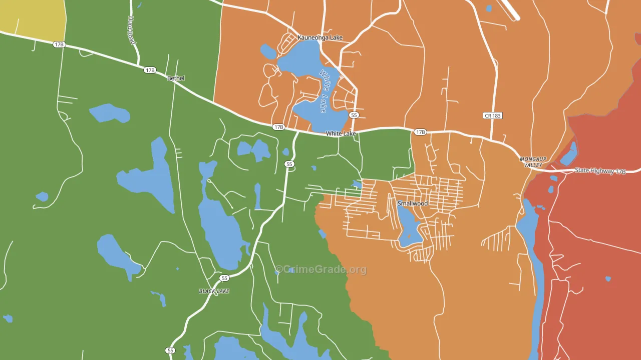 White Lake, NY Map of Robbery Rates