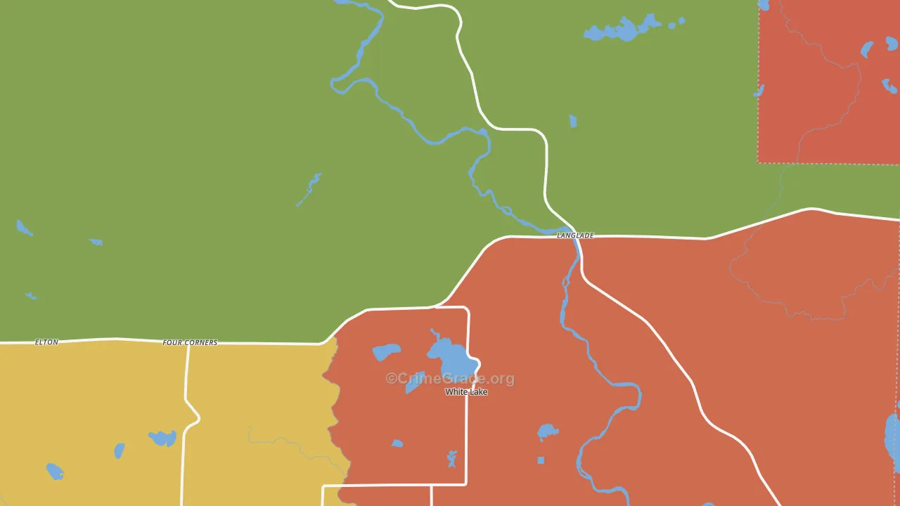 White Lake, WI Map of Robbery Rates