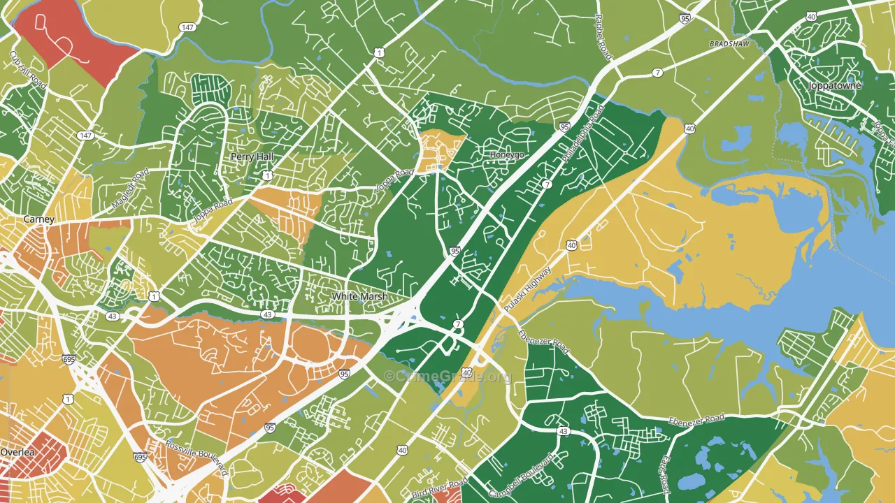 White Marsh, MD Map of Robbery Rates