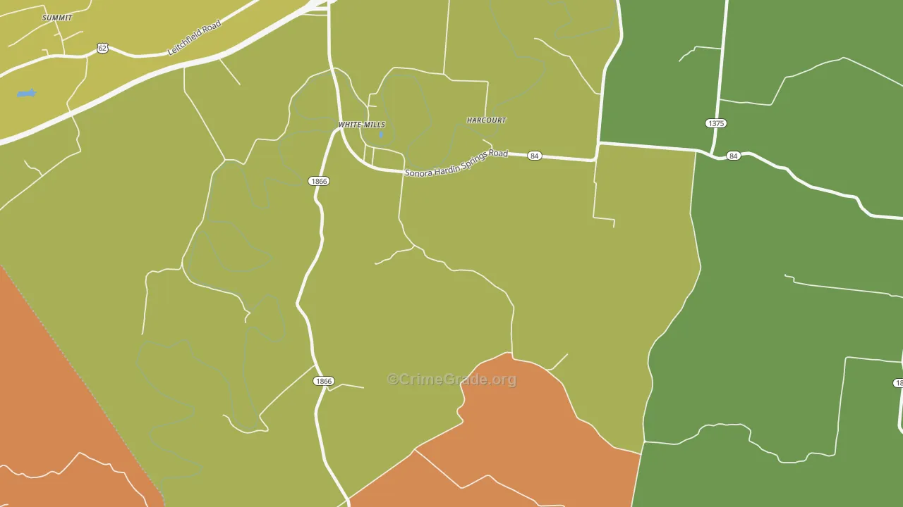 White Mills, KY Map of Robbery Rates