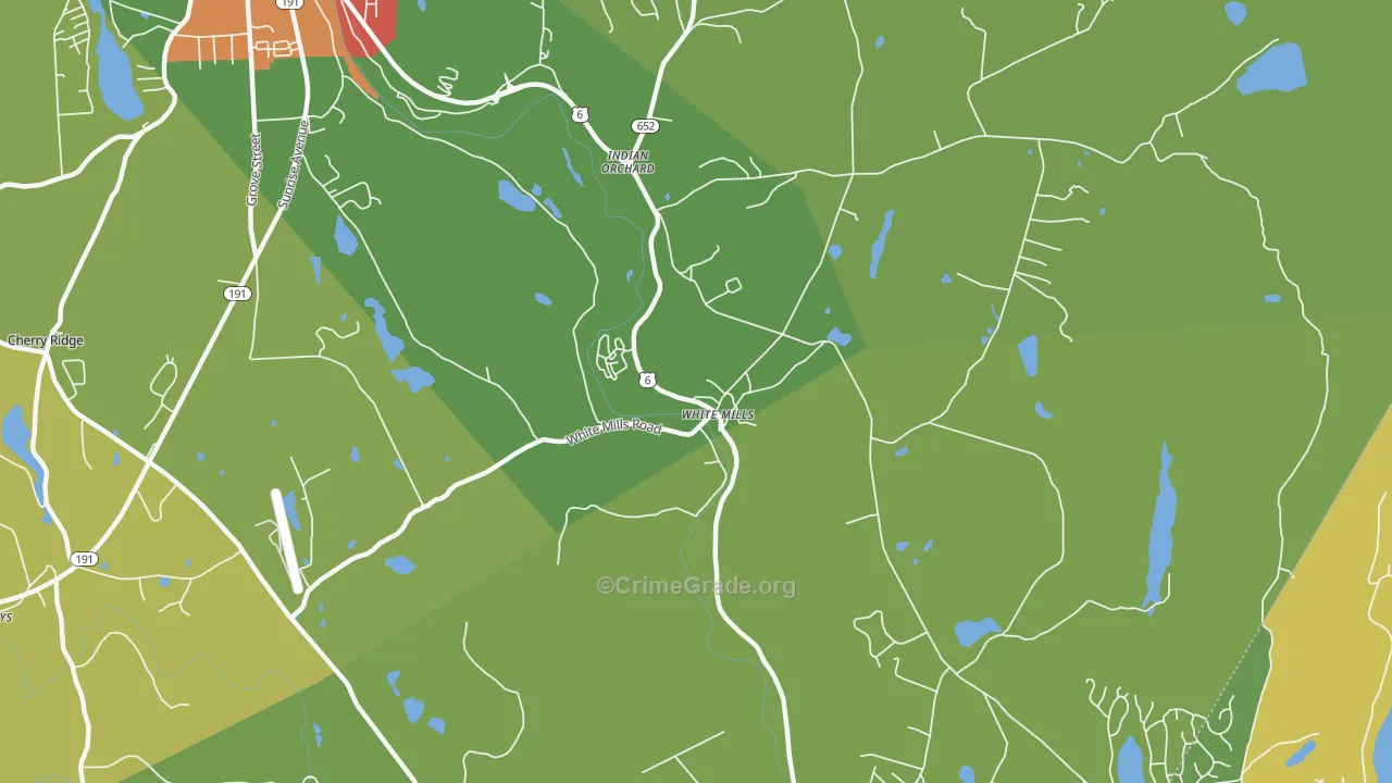 White Mills, PA Map of Robbery Rates