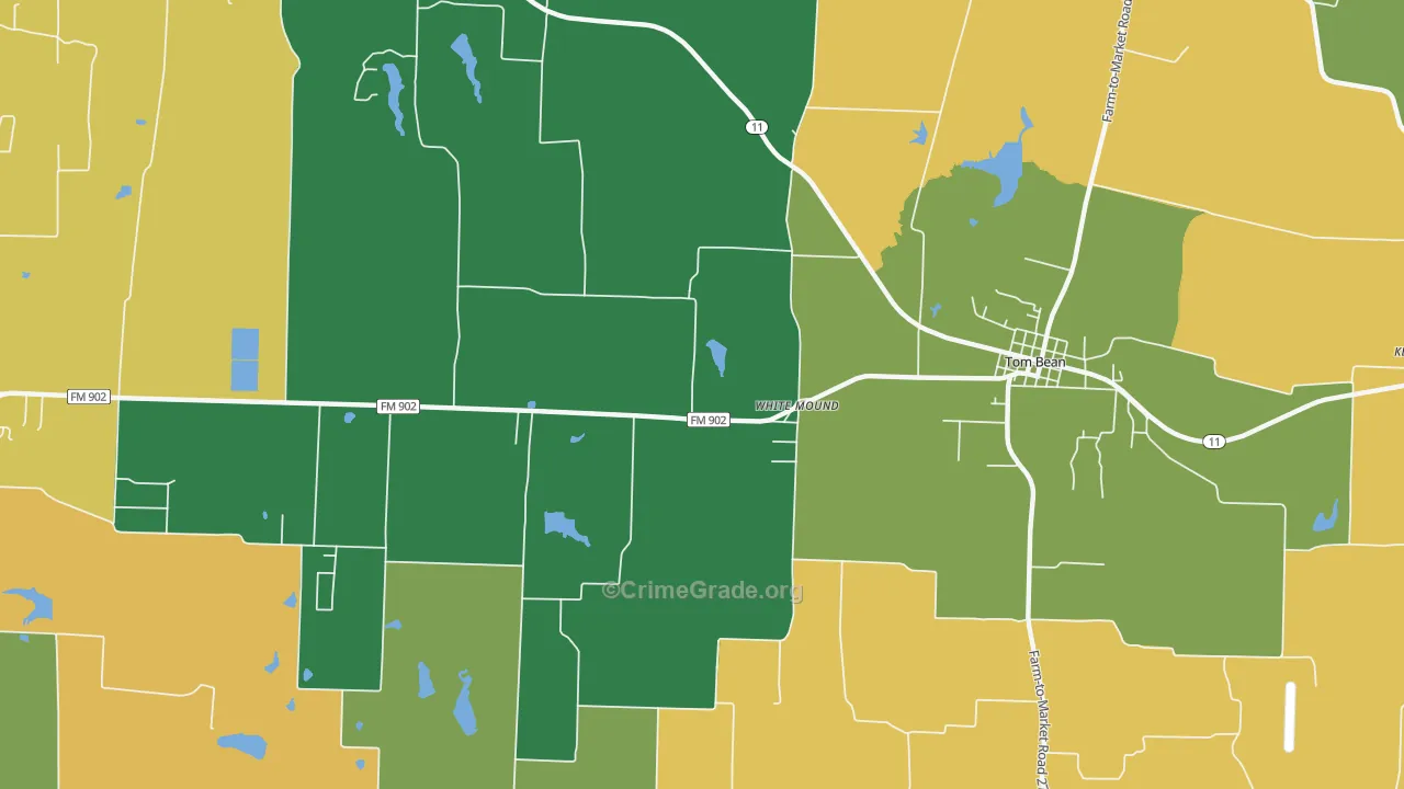 White Mound, TX Map of Robbery Rates