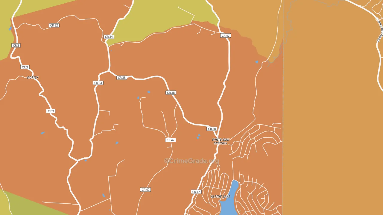 White Oak Springs, WV Map of Robbery Rates
