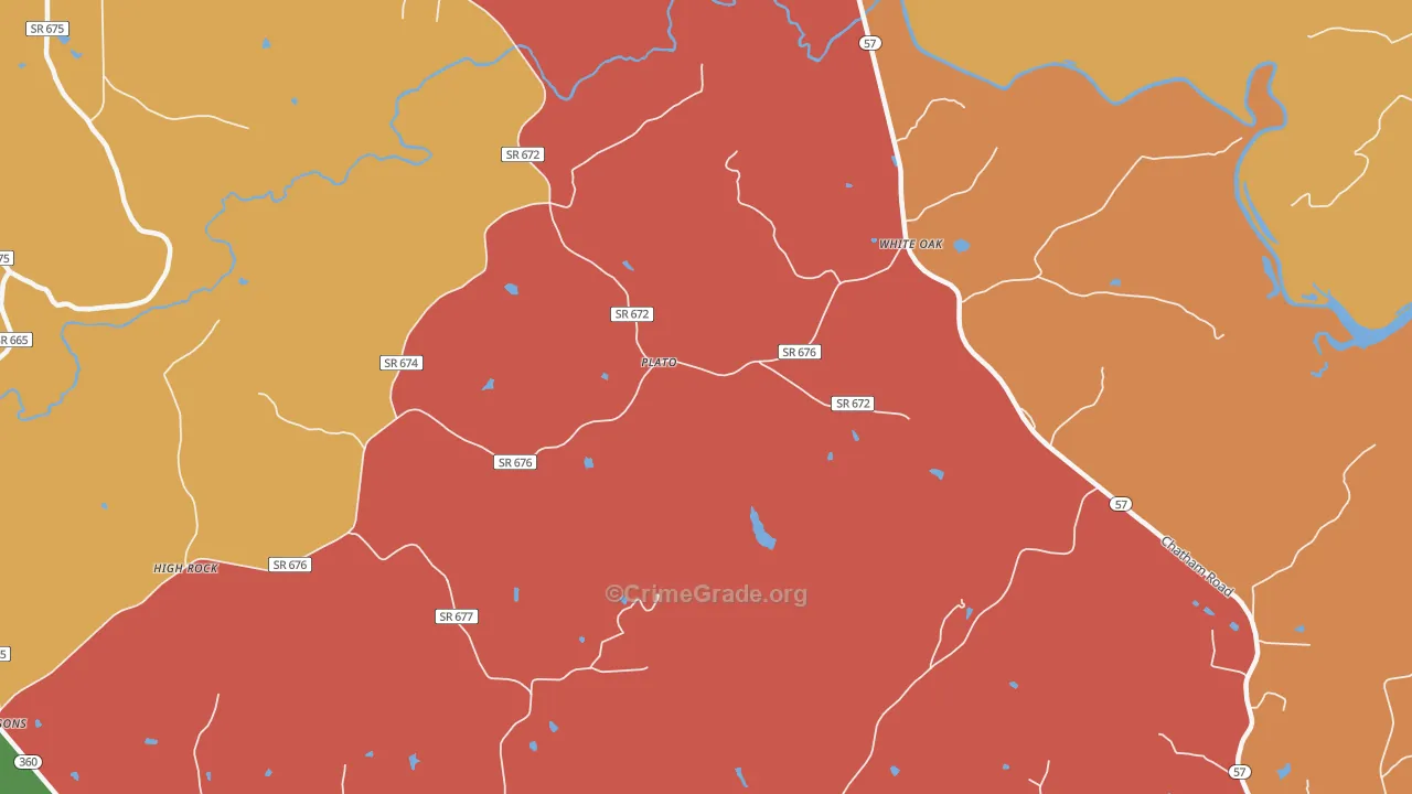 White Oak, VA Map of Robbery Rates