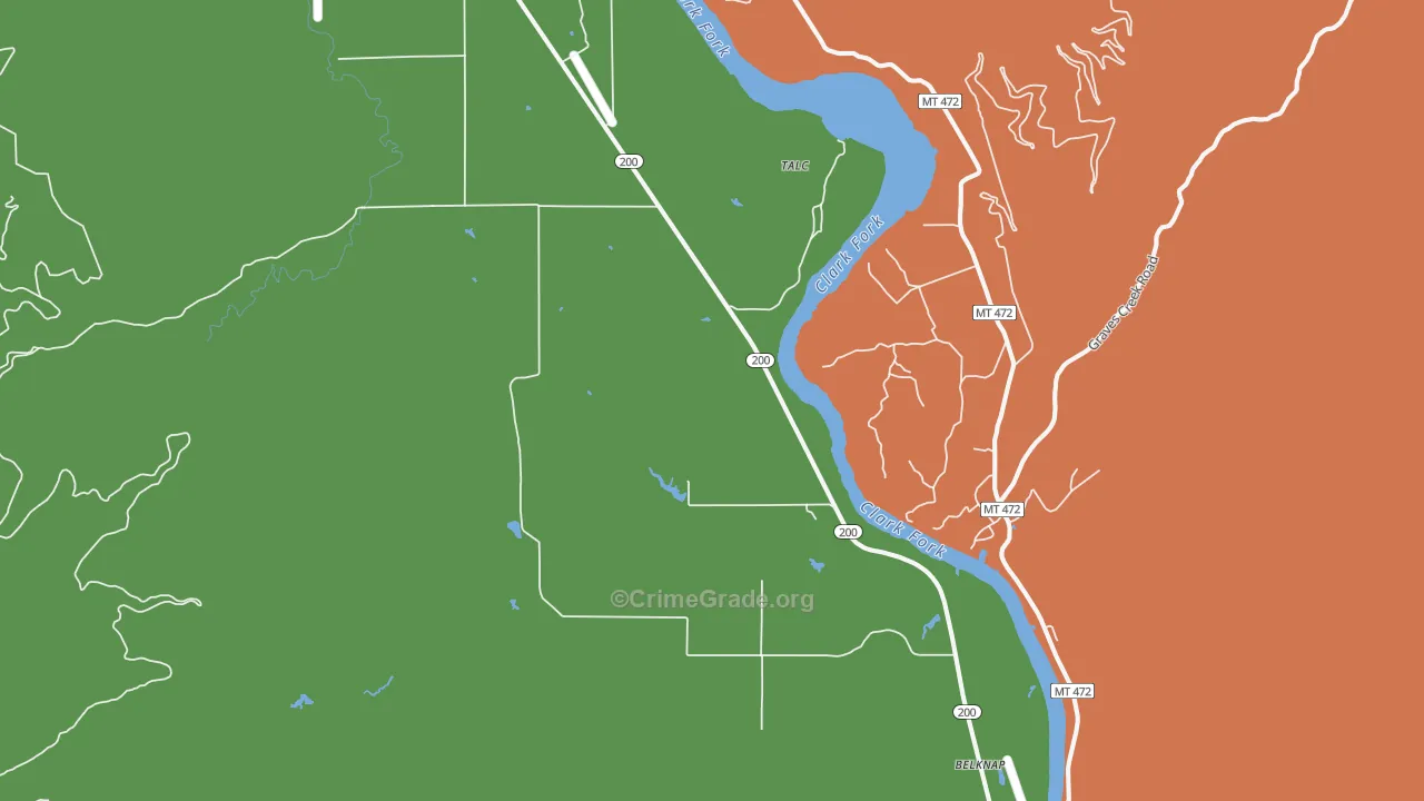 White Pine, MT Map of Robbery Rates