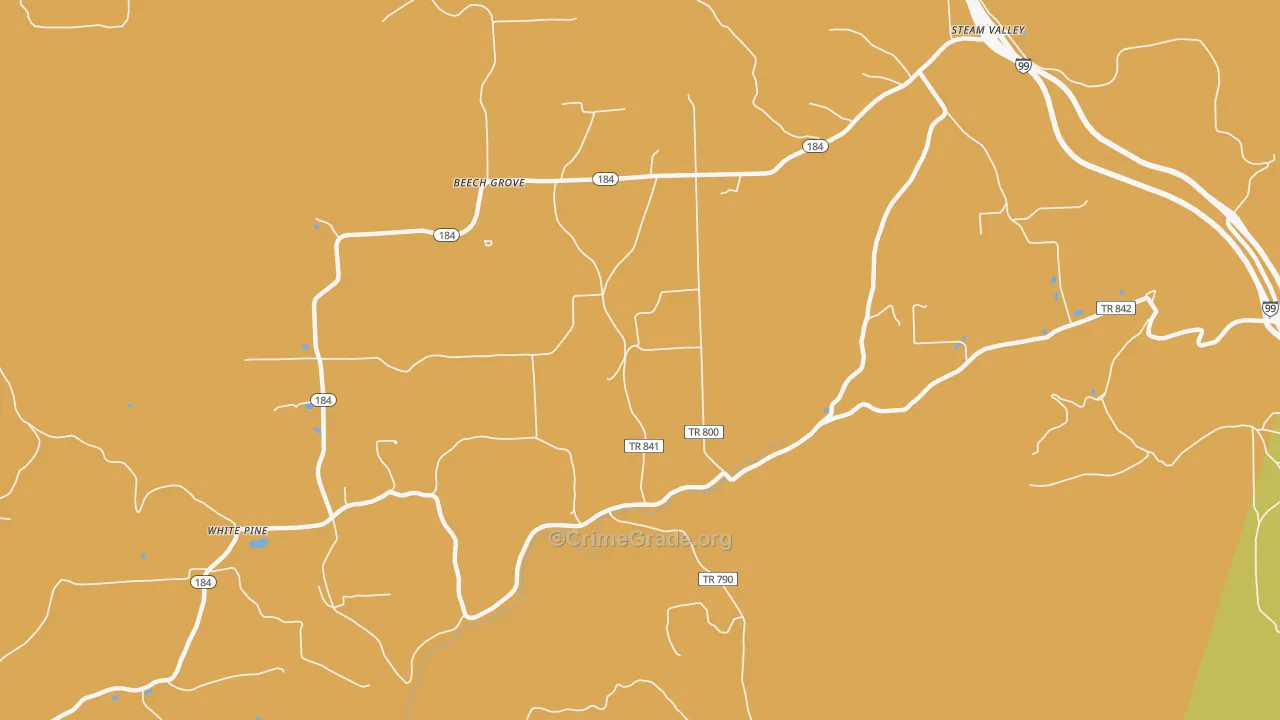 White Pine, PA Map of Robbery Rates