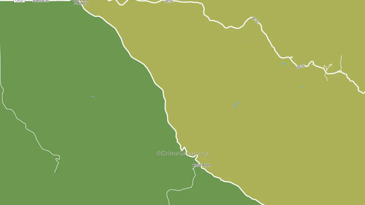 White River, CA Map of Robbery Rates