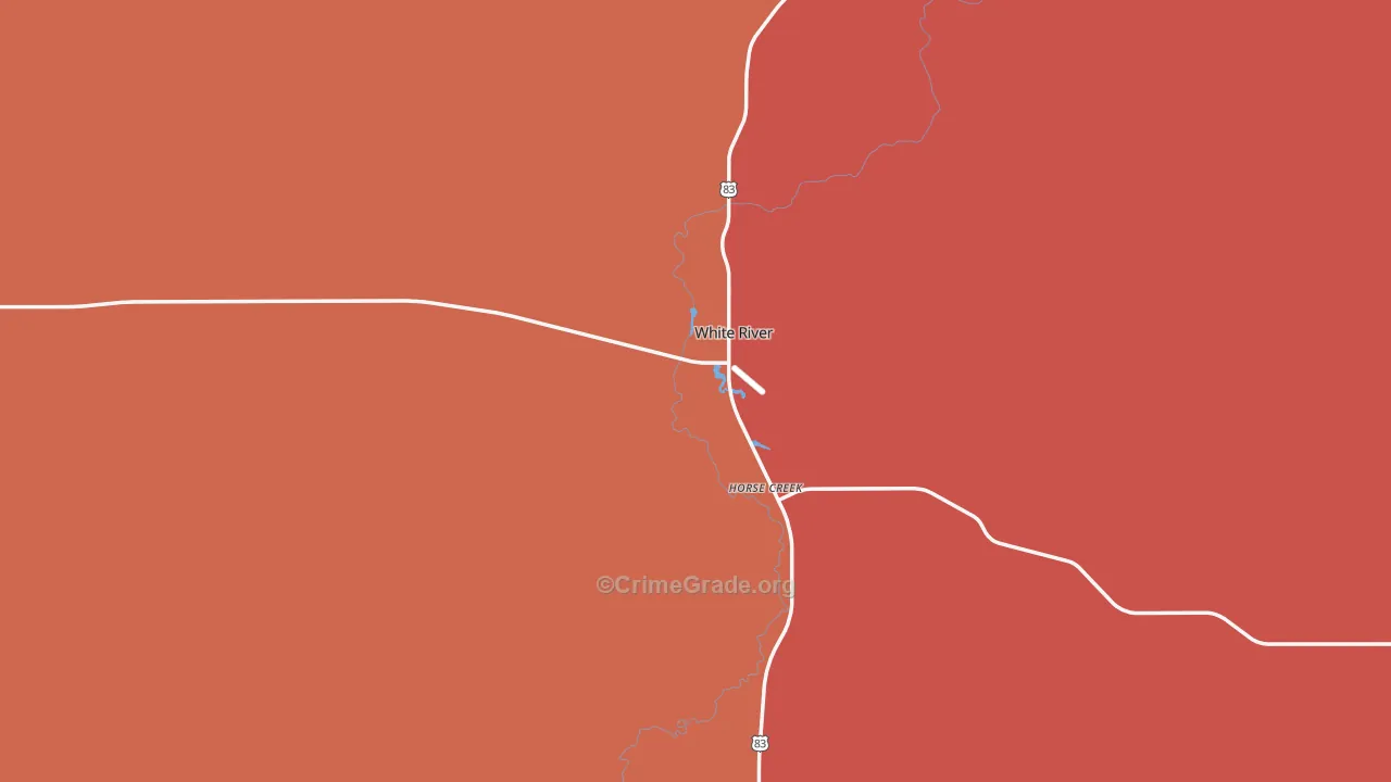 White River, SD Map of Robbery Rates